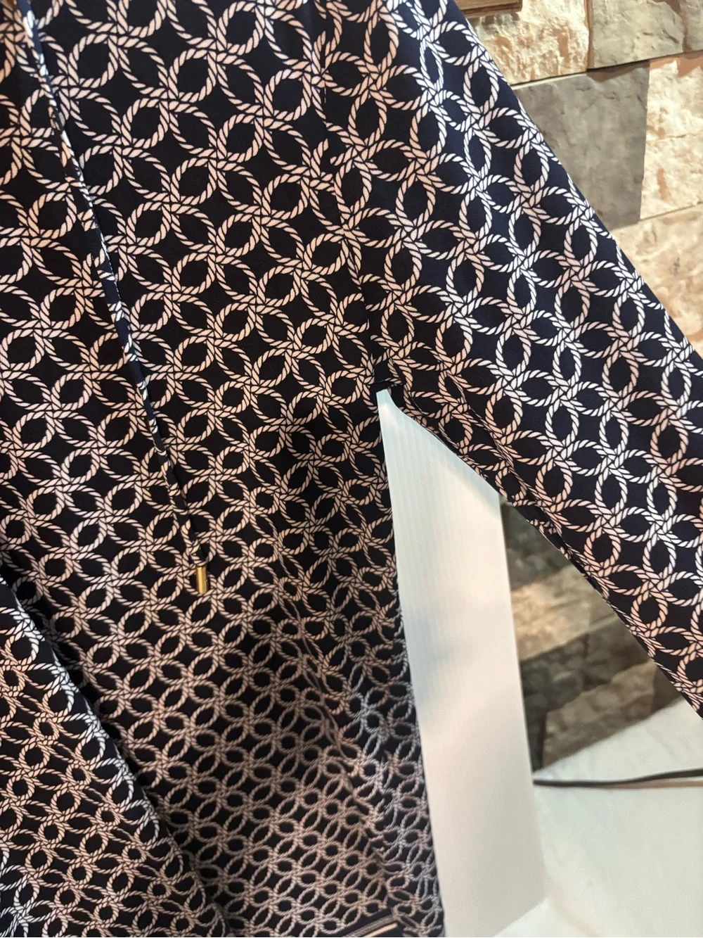 2 Michael Kors Red and Black/ Navy and White Lace-Up Geometric Pattern Tunic